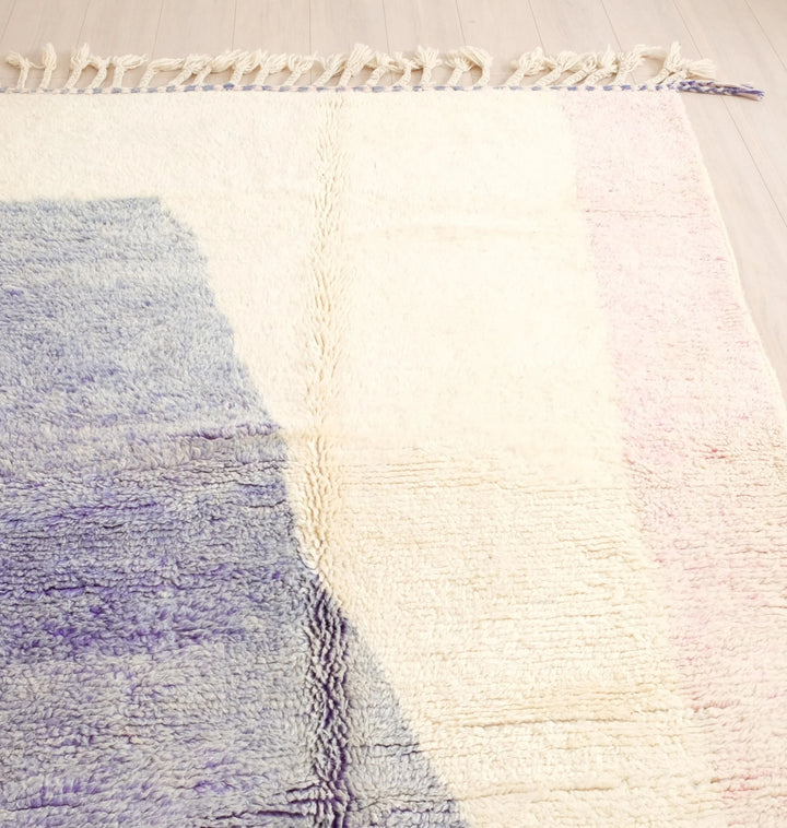 Beni Ourain Moroccan Runner Rug – Plush Purple and Pink Wool