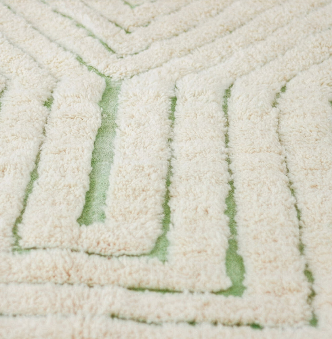Authentic Custom Beni Ourain Rug | Sage Green Geometric Maze
