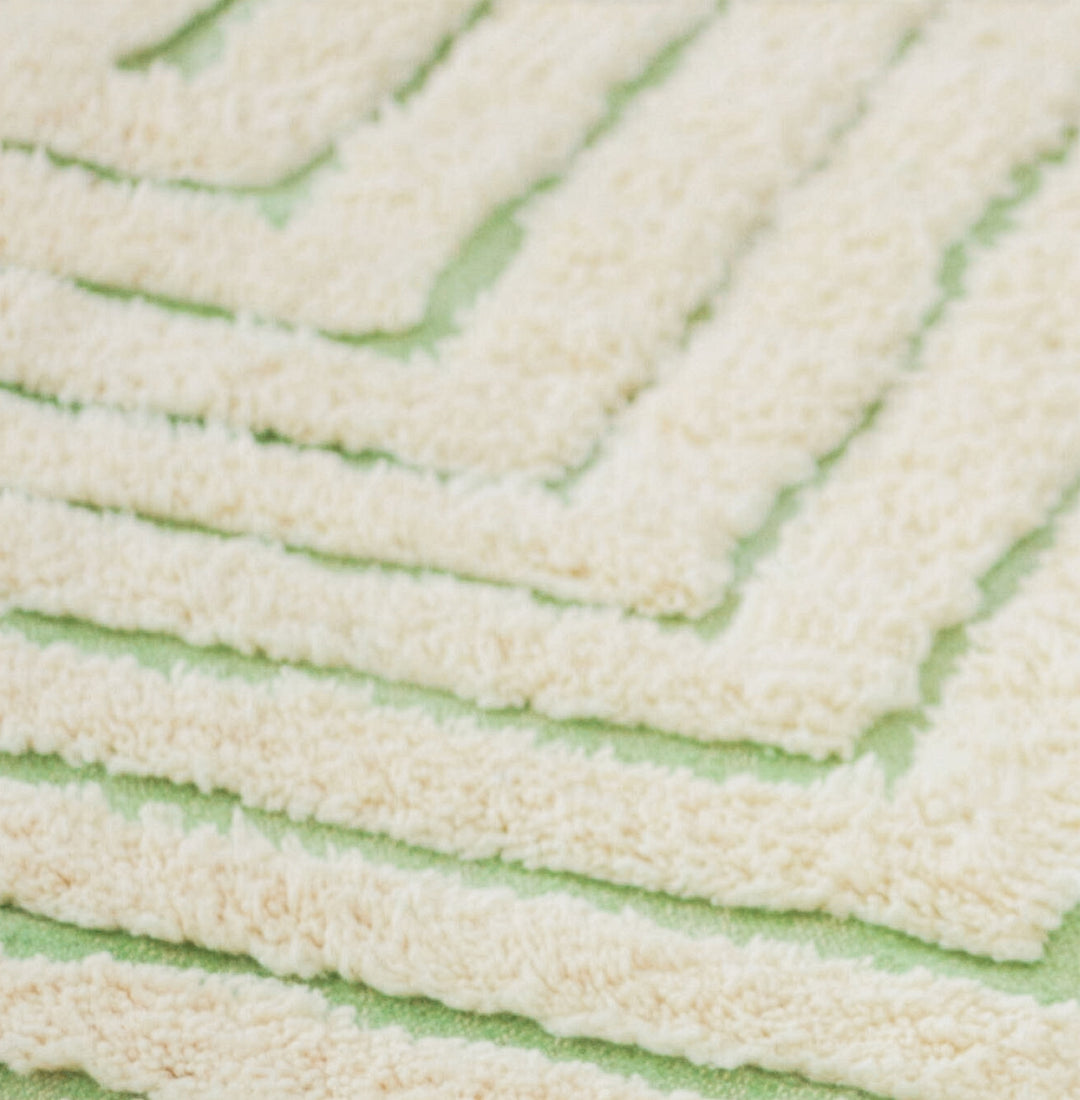 Authentic Custom Beni Ourain Rug | Sage Green Geometric Maze