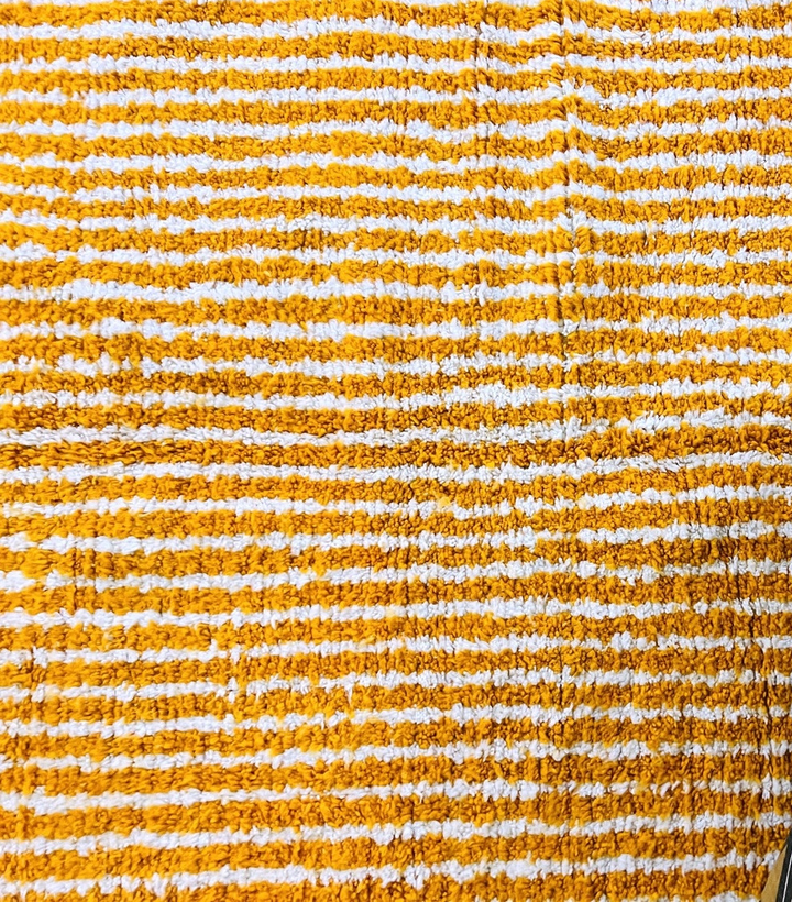 Custom Beni Ourain Rug | Reversible Mustard Yellow &amp; Cream Stripes