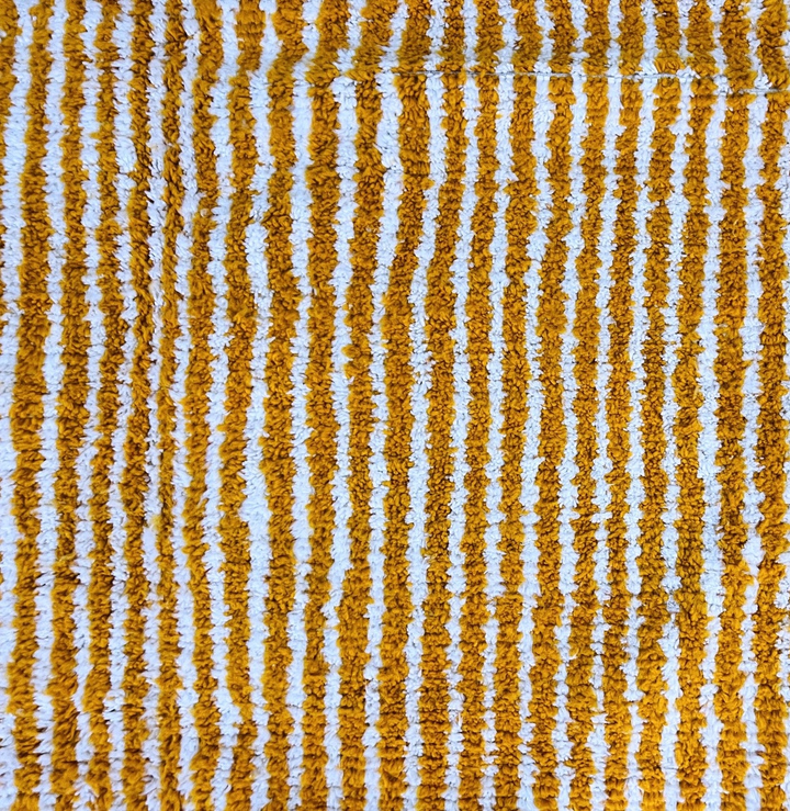 Custom Beni Ourain Rug | Reversible Mustard Yellow &amp; Cream Stripes