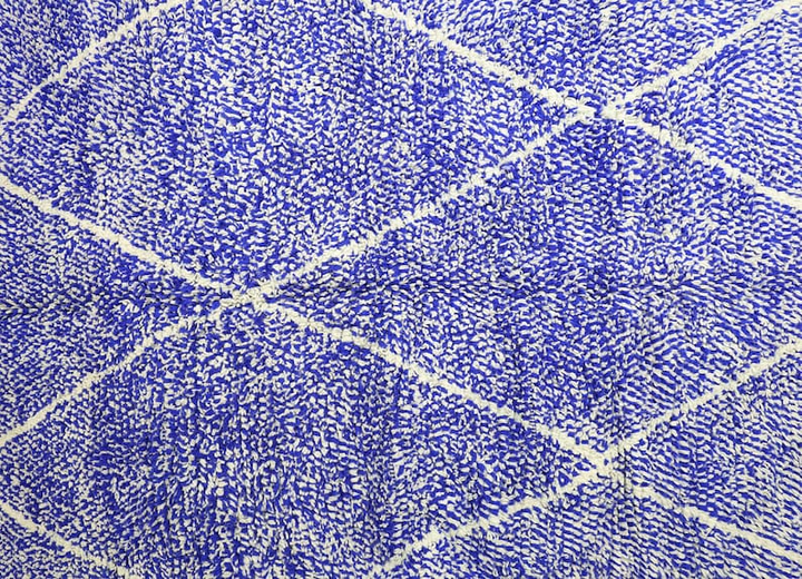 Authentic Custom Beni Ourain Rug  | Royal Blue &amp; Cream Wool Rug
