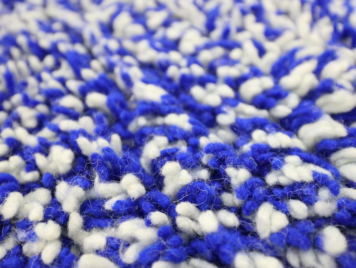 Authentic Custom Beni Ourain Rug  | Royal Blue &amp; Cream Wool Rug