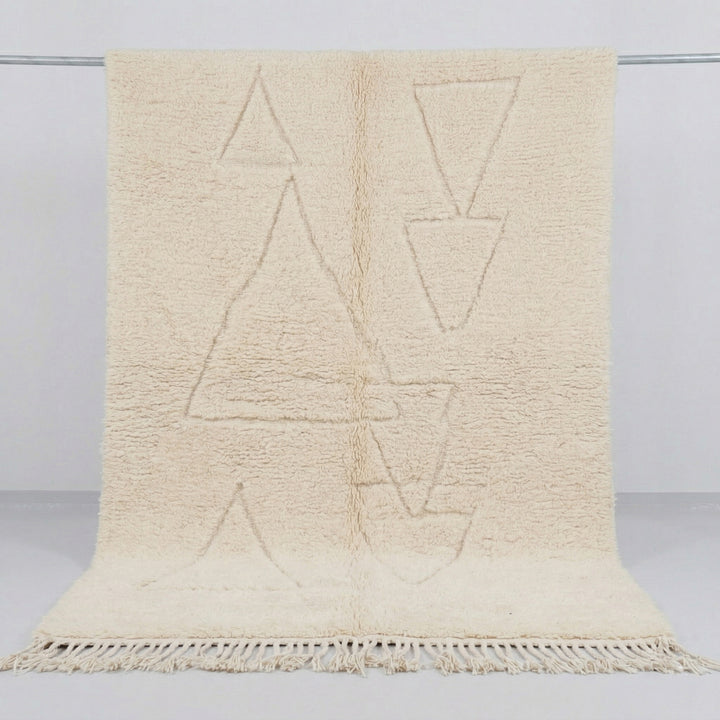 Authentic Custom Beni Ourain Rug | Sculpted Cream Geometric