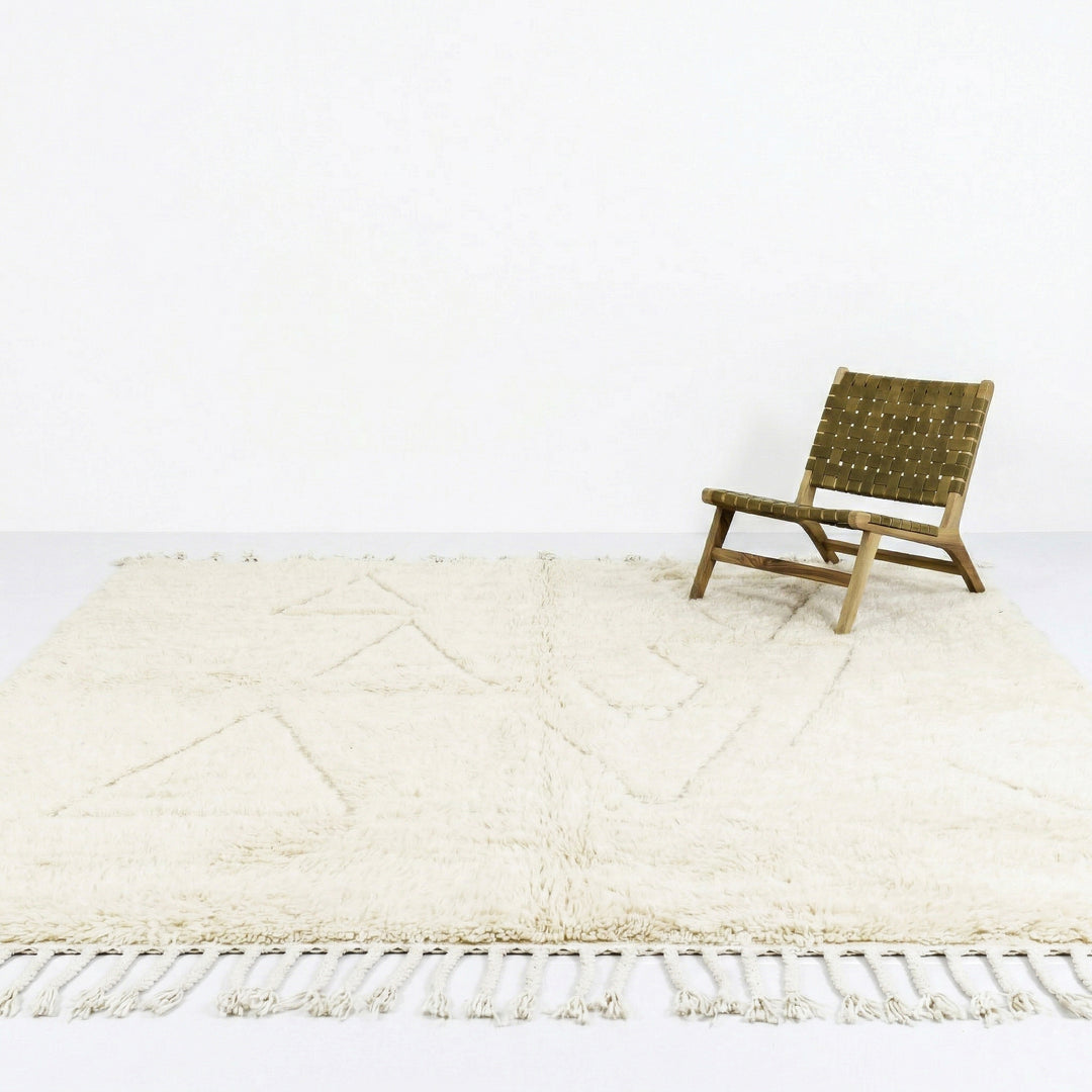 Authentic Custom Beni Ourain Rug | Sculpted Cream Geometric