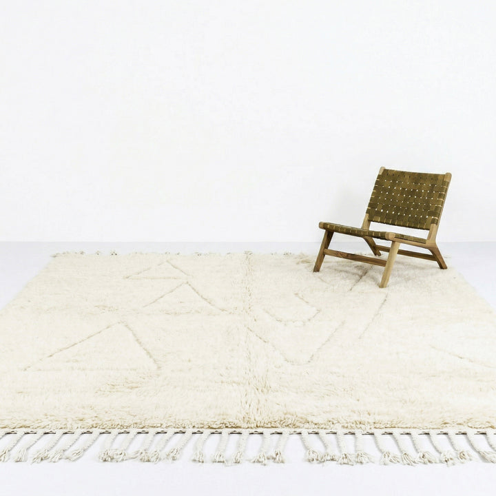 Authentic Custom Beni Ourain Rug | Sculpted Cream Geometric