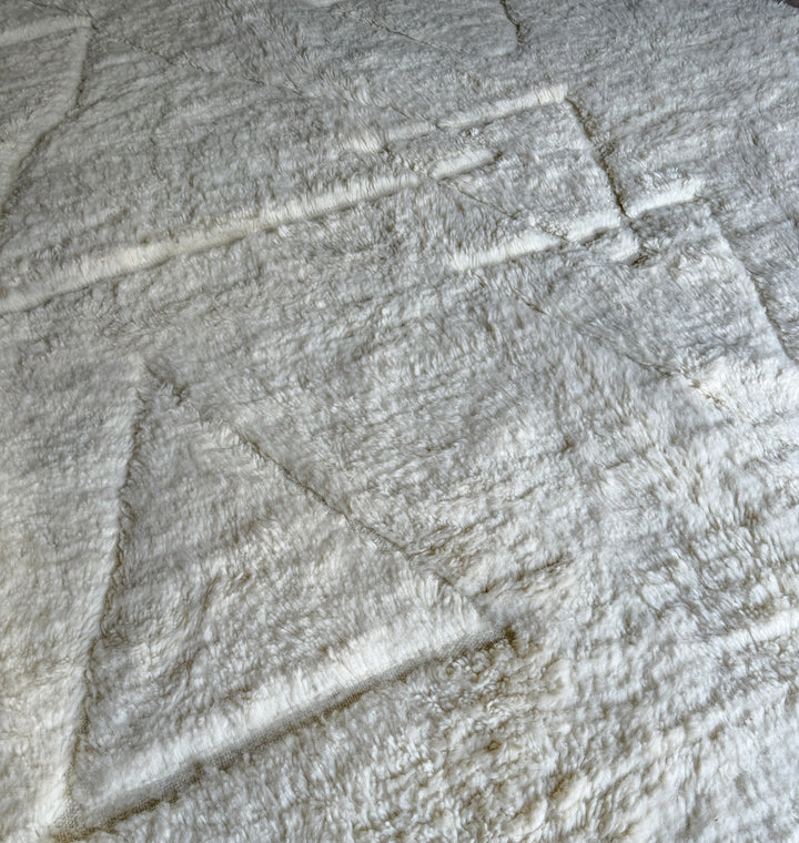 Authentic Custom Beni Ourain Rug | Sculpted Cream Geometric