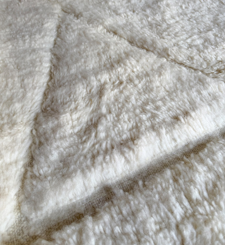 Authentic Custom Beni Ourain Rug | Sculpted Cream Geometric