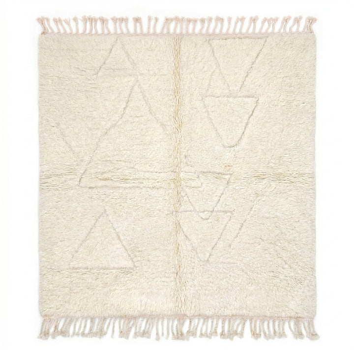 Authentic Custom Beni Ourain Rug | Sculpted Cream Geometric