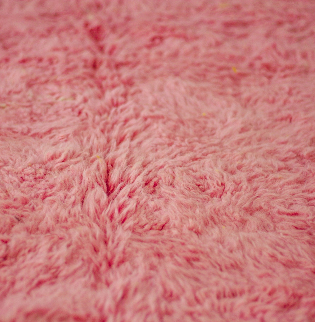 Custom Beni Ourain Rug | Soft Pink with Yellow Border &amp; Cream Accents