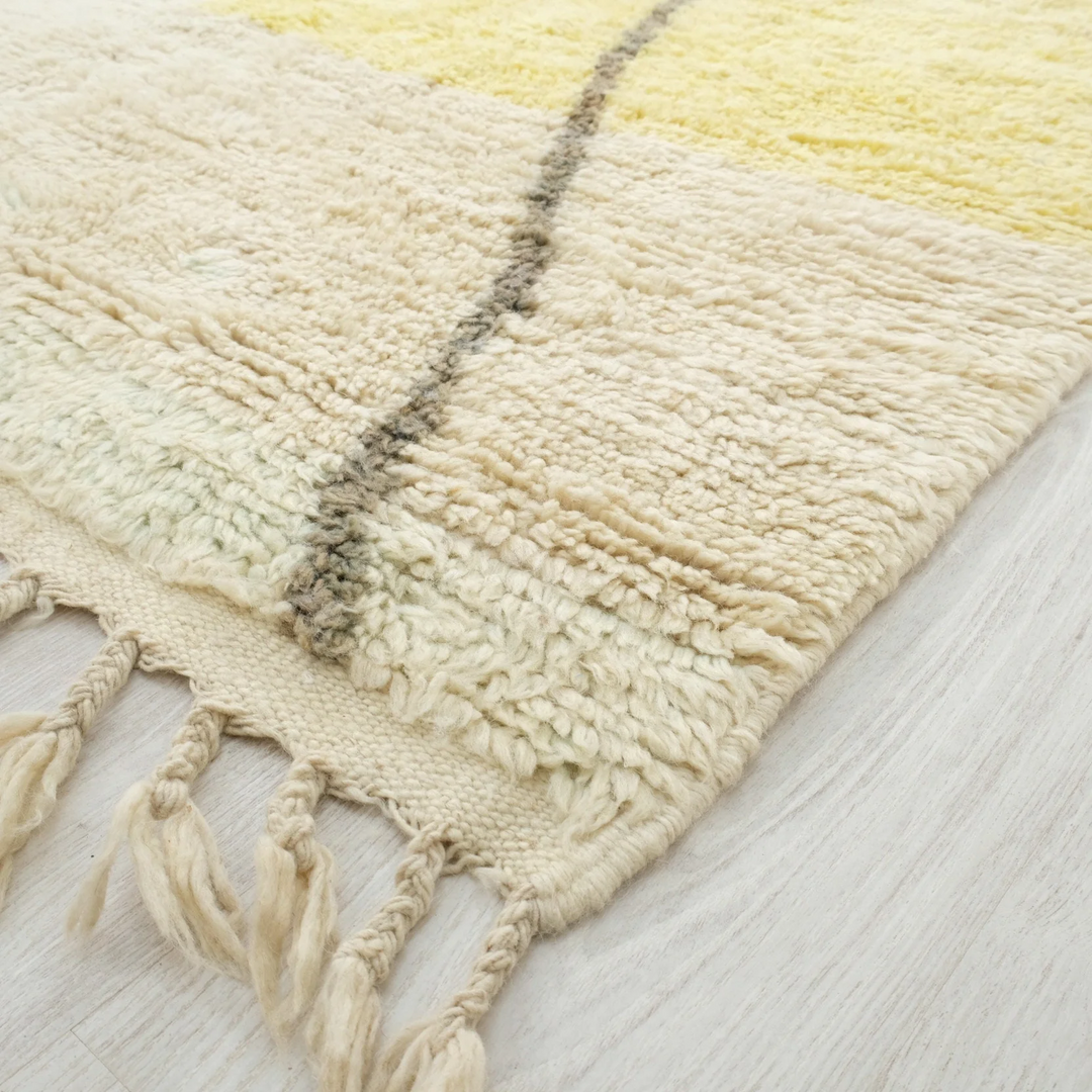 Authentic Custom Beni Ourain Rug | Soft Yellow and Natural White