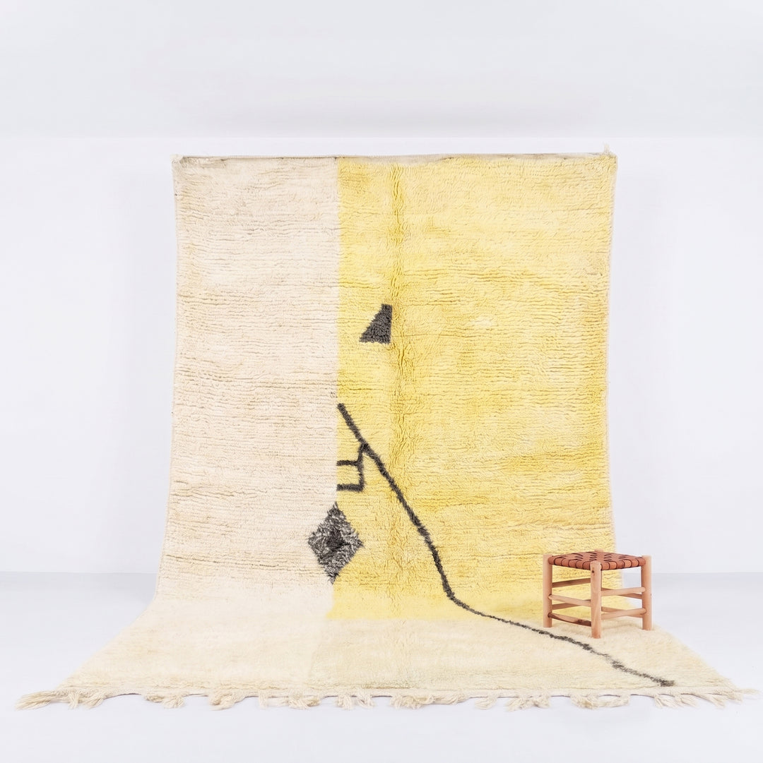 Authentic Custom Beni Ourain Rug | Soft Yellow and Natural White