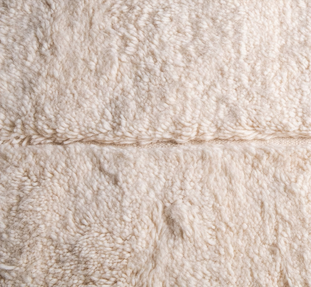 Authentic Custom Beni Ourain Rug | Solid Cream Sculpted Grid