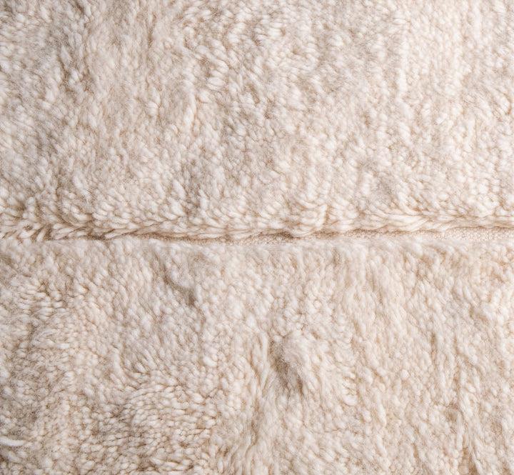 Authentic Custom Beni Ourain Rug | Solid Cream Sculpted Grid