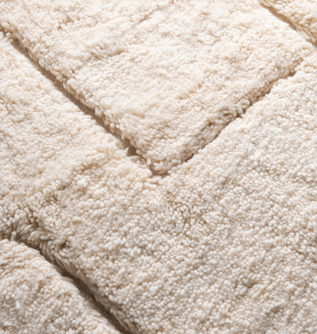 Authentic Custom Beni Ourain Rug | Solid Cream Sculpted Grid