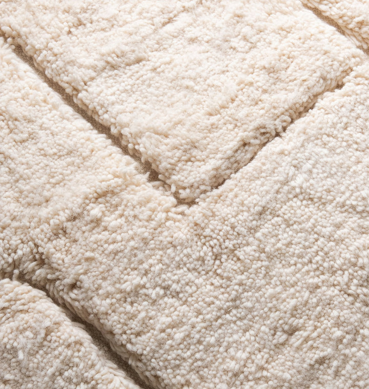 Authentic Custom Beni Ourain Rug | Solid Cream Sculpted Grid