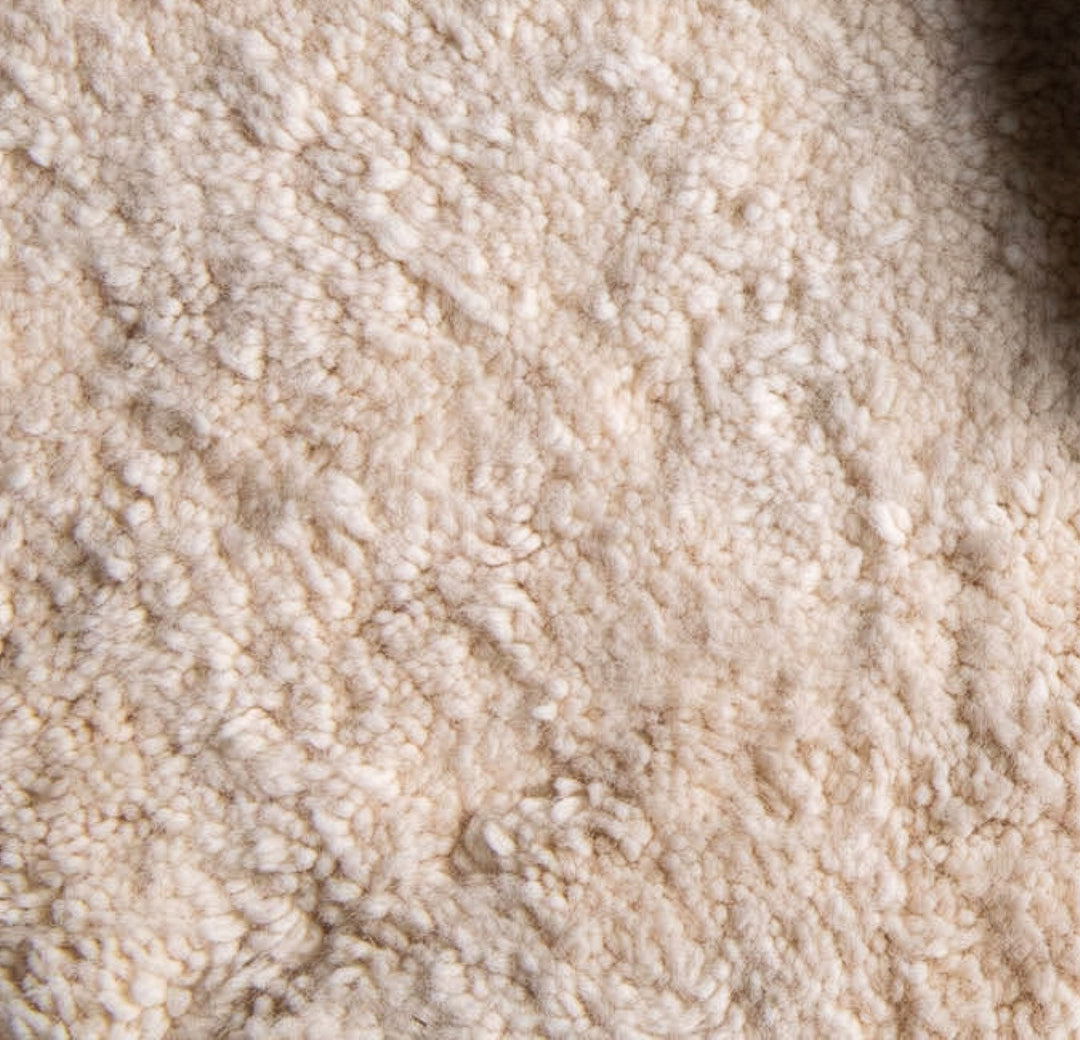 Authentic Custom Beni Ourain Rug | Solid Cream Sculpted Grid