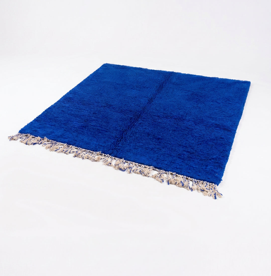 Authentic Custom Beni Ourain Rug | Solid Majorelle Blue