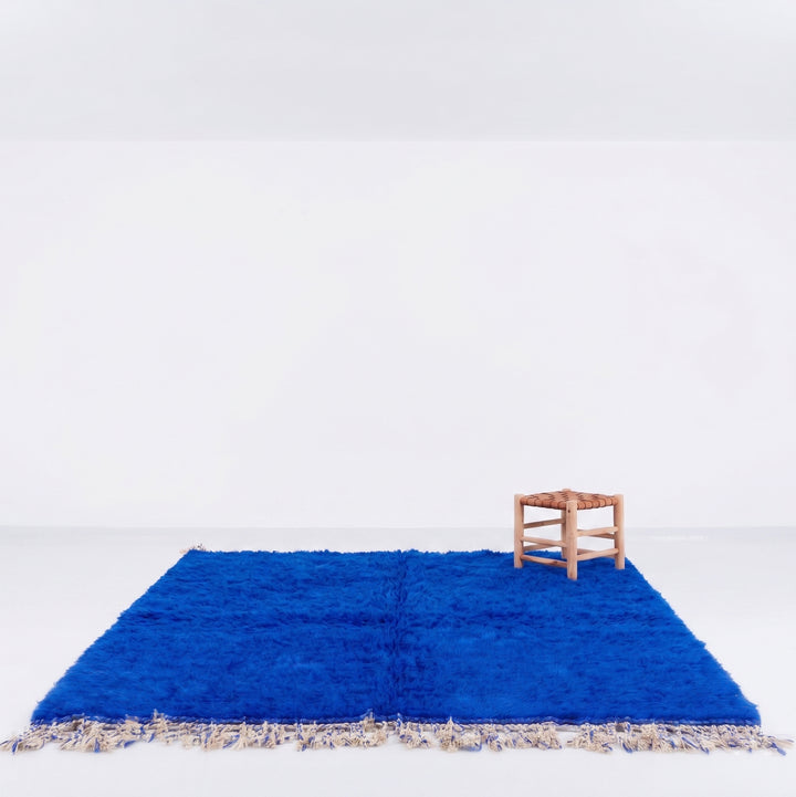 Authentic Custom Beni Ourain Rug | Solid Majorelle Blue