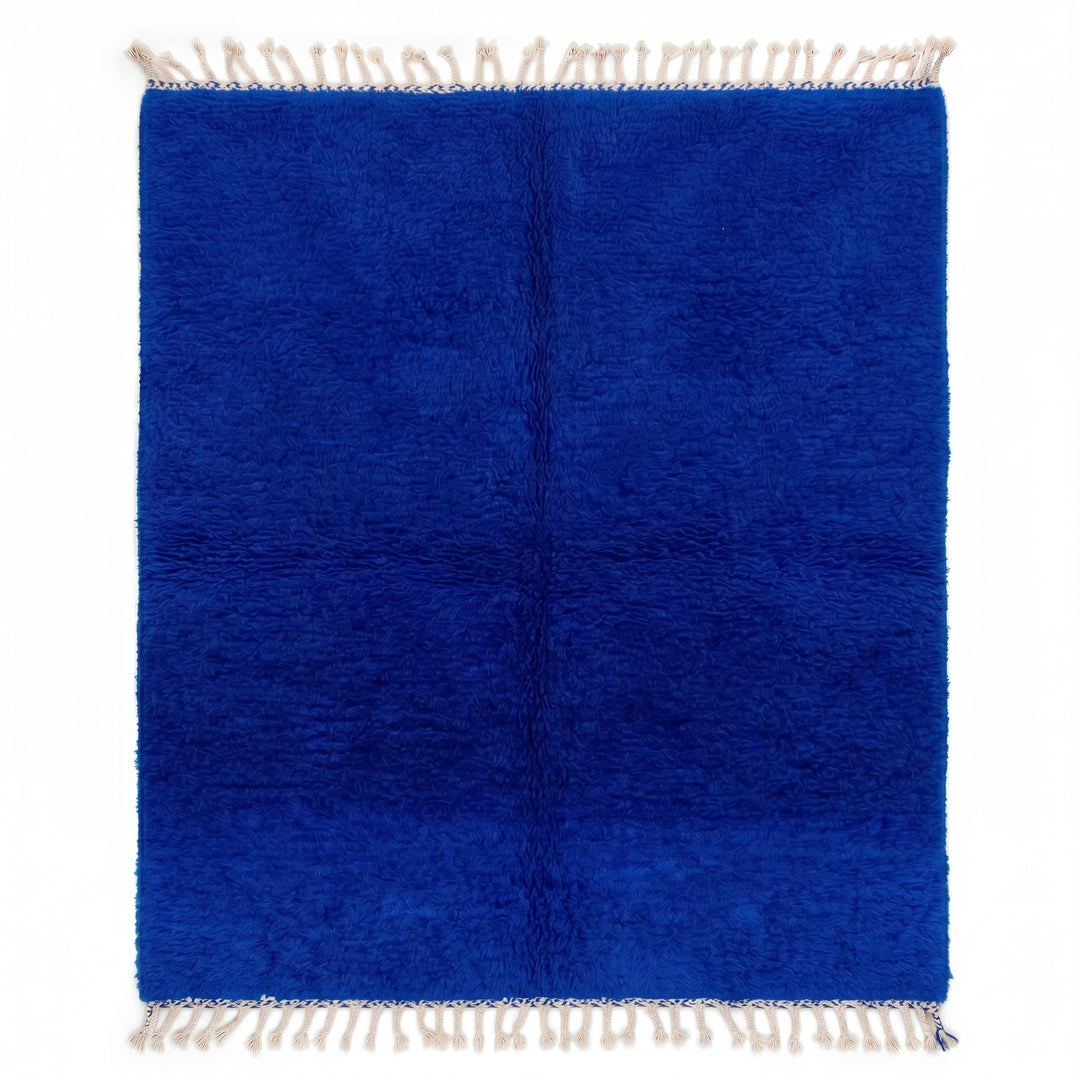 Custom Beni Ourain Rug | Solid Majorelle Blue