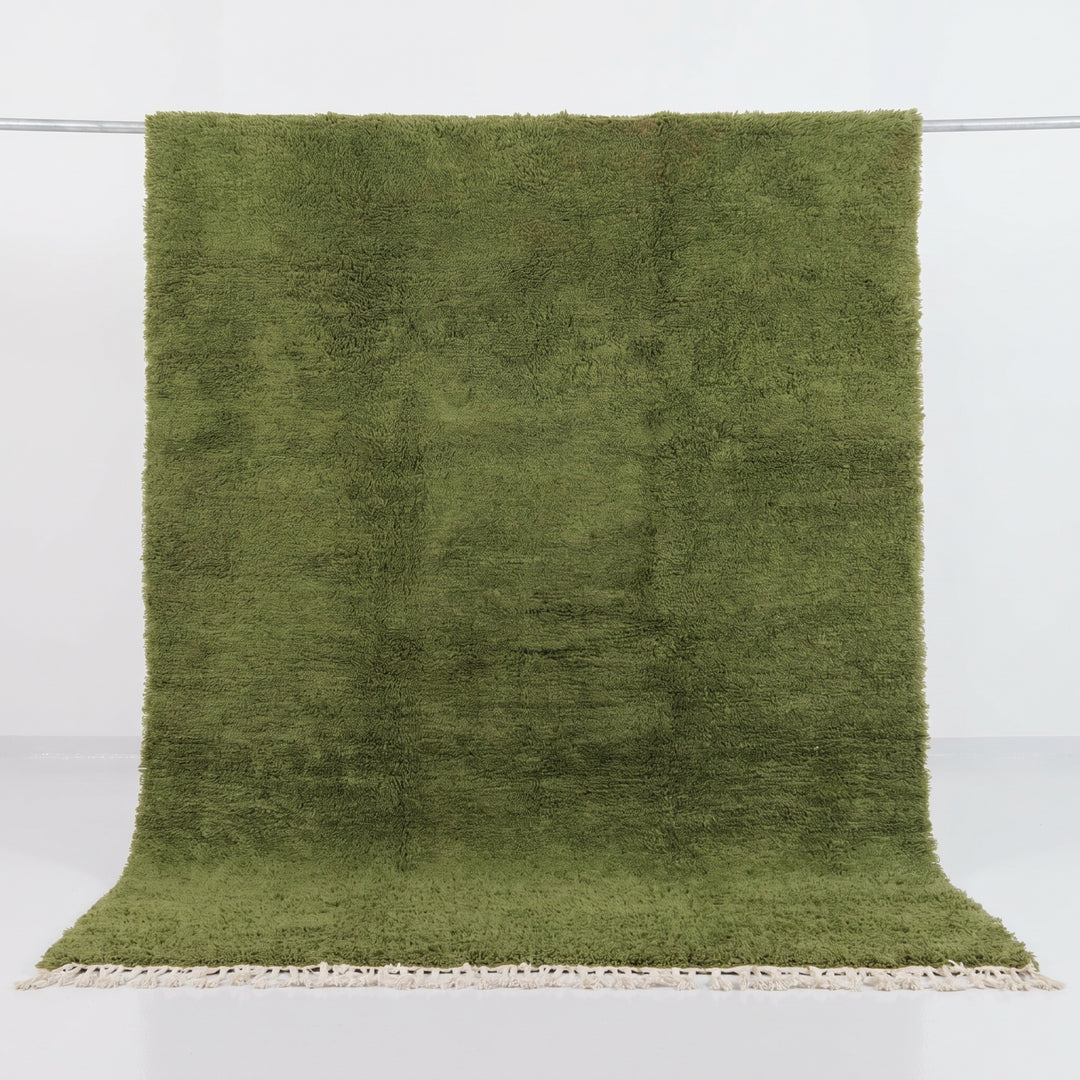Custom Beni Ourain Rug | Solid Olive Green