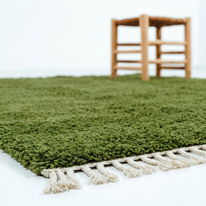 Custom Beni Ourain Rug | Solid Olive Green