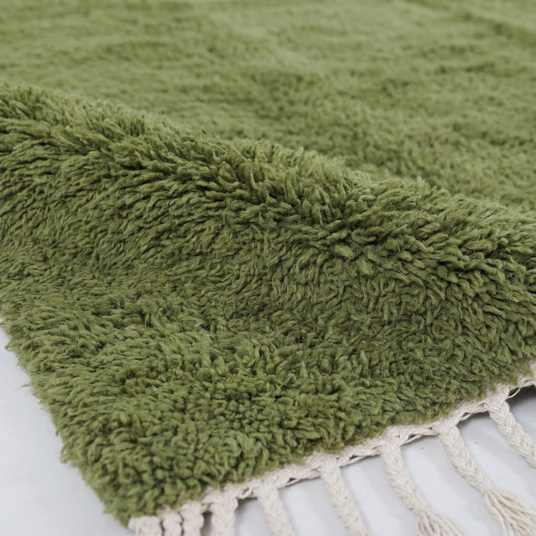 Custom Beni Ourain Rug | Solid Olive Green