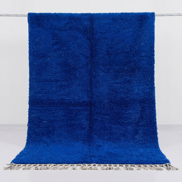Tapis Beni Ourain personnalisé | Laine Beni bleu roi unie