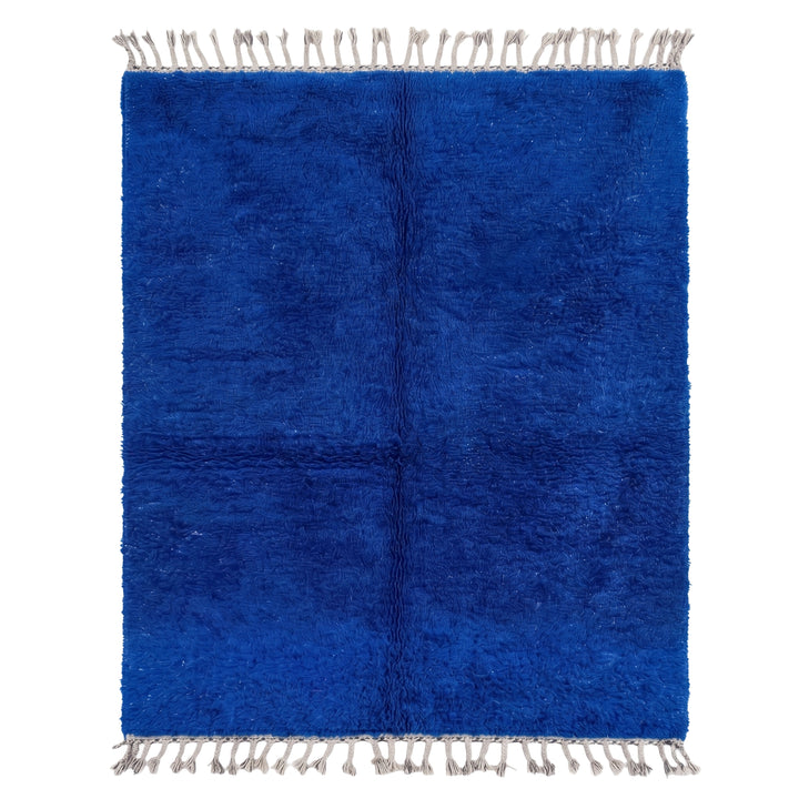 Tapis Beni Ourain personnalisé | Laine Beni bleu roi unie