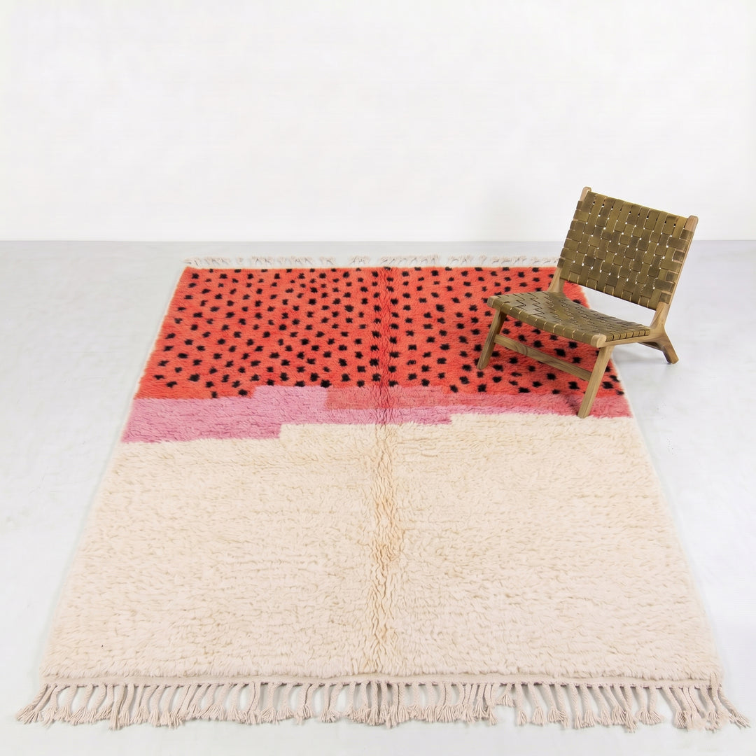 Authentic Custom Beni Ourain Rug | Spotted Color Block Azilal