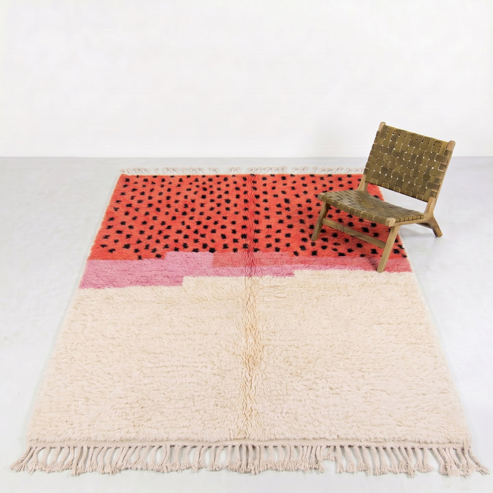 Authentic Custom Beni Ourain Rug | Spotted Color Block Azilal