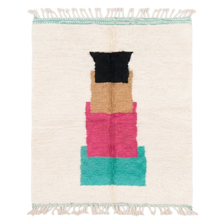 Tapis Beni Ourain personnalisé | Tapis marocain à blocs de couleurs empilés