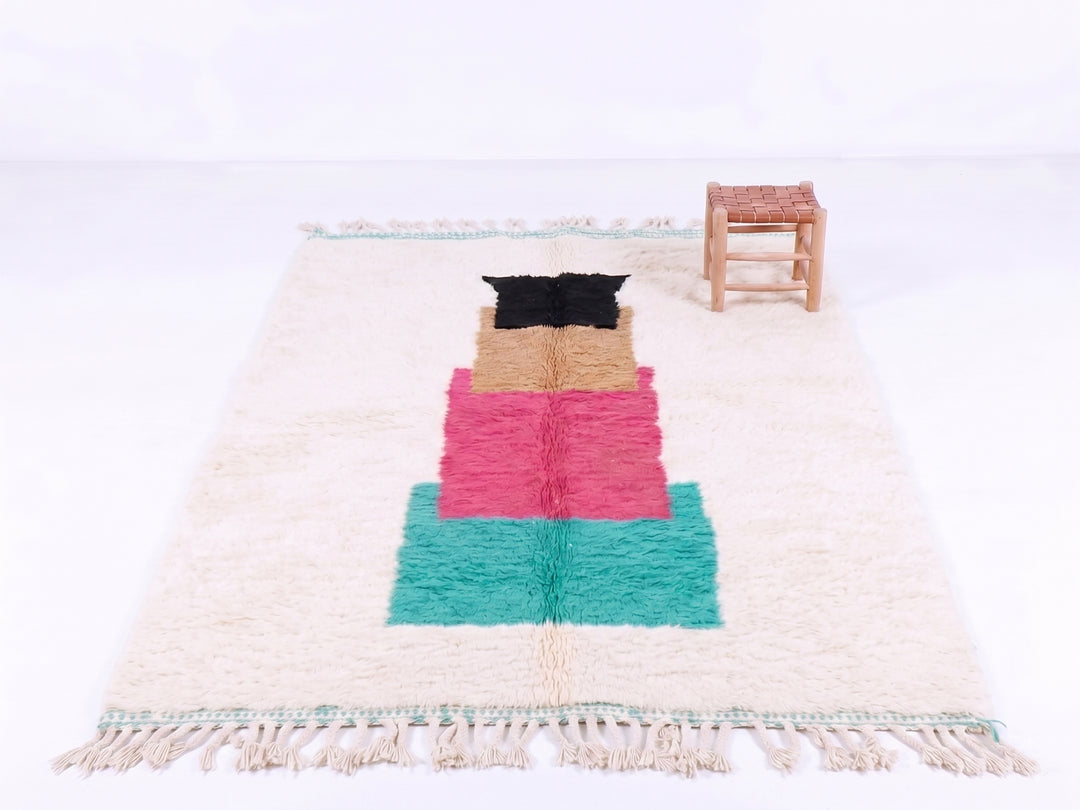 Tapis Beni Ourain personnalisé | Tapis marocain à blocs de couleurs empilés