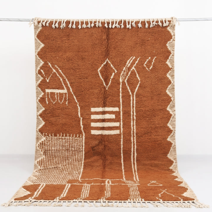Tapis Beni Ourain sur mesure | Design géométrique abstrait terracotta et crème