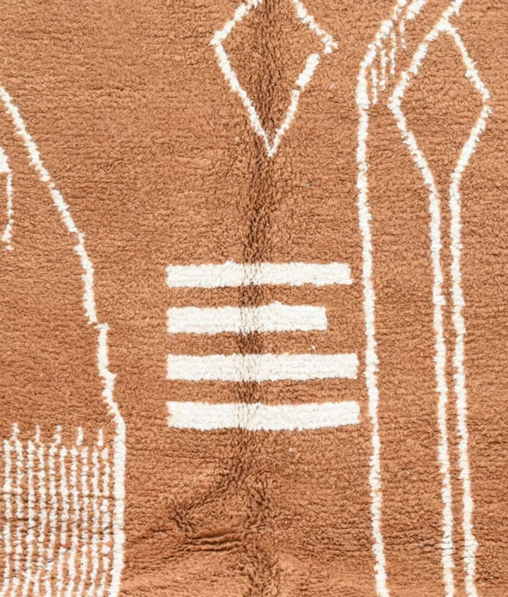 Tapis Beni Ourain sur mesure | Design géométrique abstrait terracotta et crème