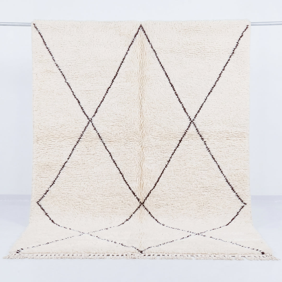 Authentic Custom Beni Ourain Rug | Cream &amp; Charcoal Diamond