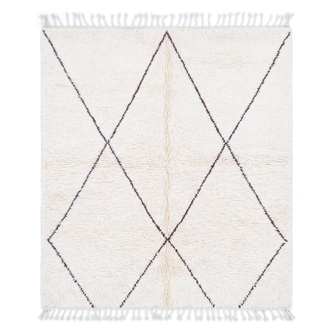 Custom Beni Ourain Rug  | Cream &amp; Charcoal Diamond