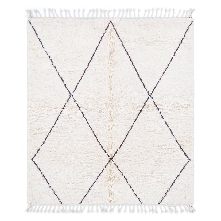 Custom Beni Ourain Rug  | Cream &amp; Charcoal Diamond