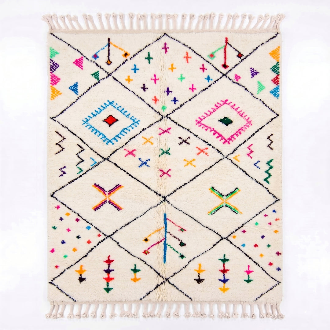 Tapis berbère Beni Ourain sur mesure | Les motifs géométriques ludiques