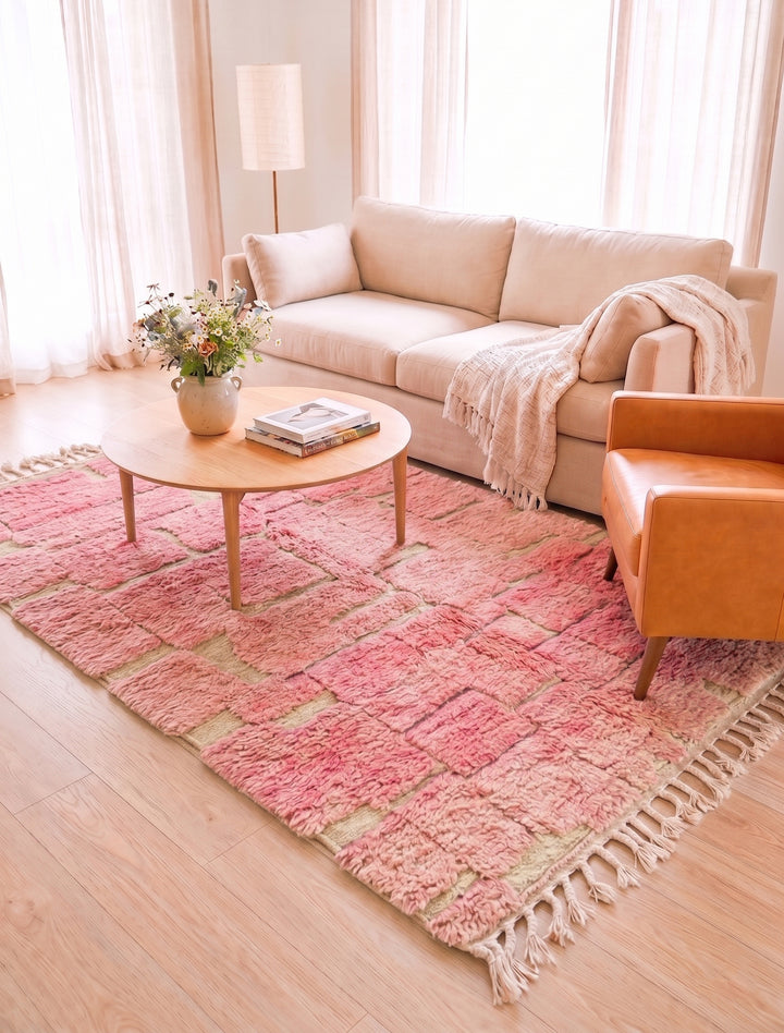 Tapis Beni Ourain personnalisé | Le tapis Rose Quartz Block