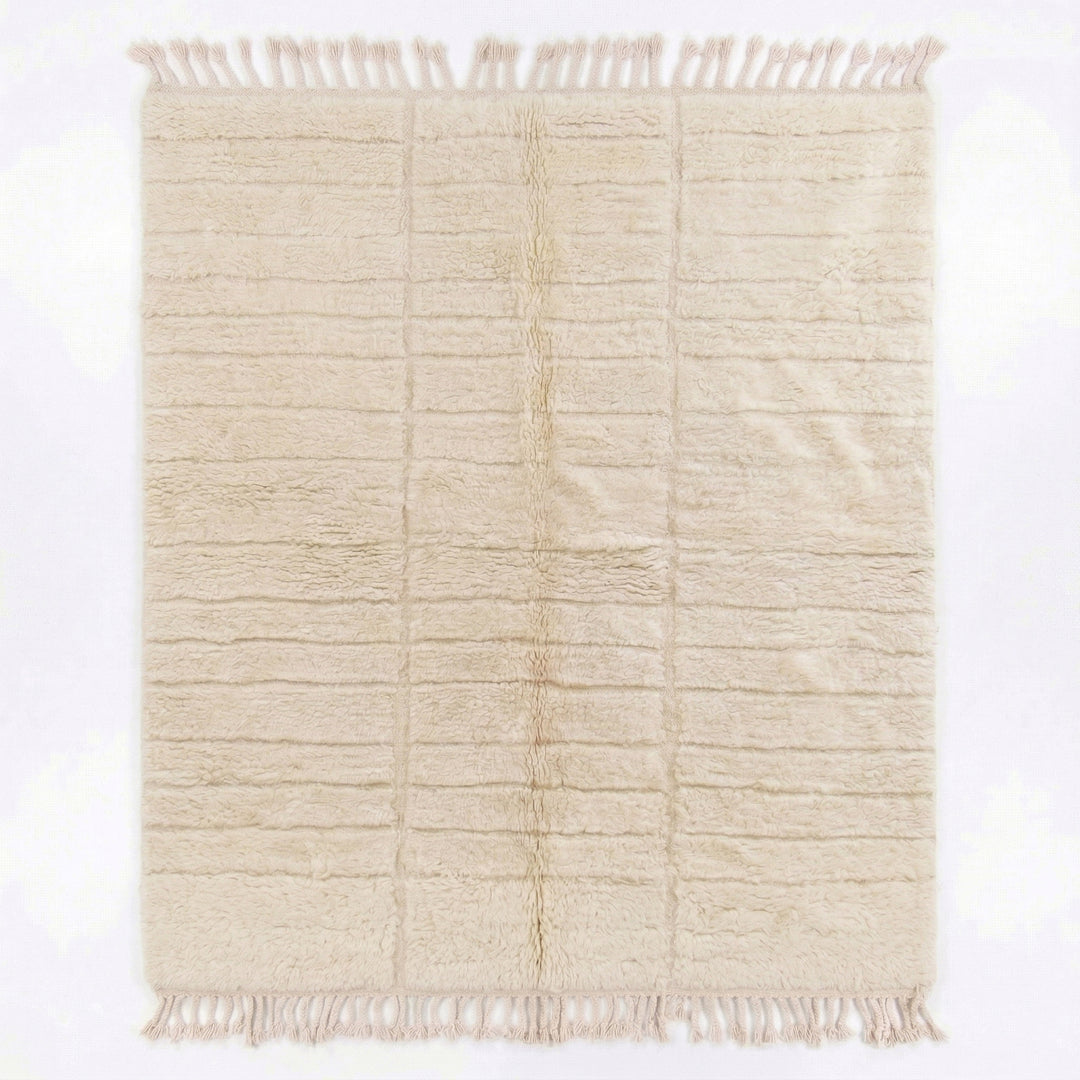 Tapis Beni Ourain sur mesure | Grille texturée en ivoire ton sur ton