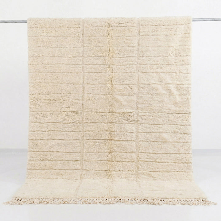 Authentic Custom Beni Ourain Rug | Tonal Ivory Textured Grid
