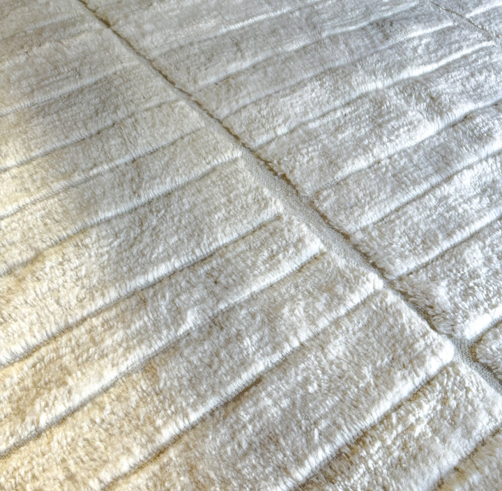 Authentic Custom Beni Ourain Rug | Tonal Ivory Textured Grid