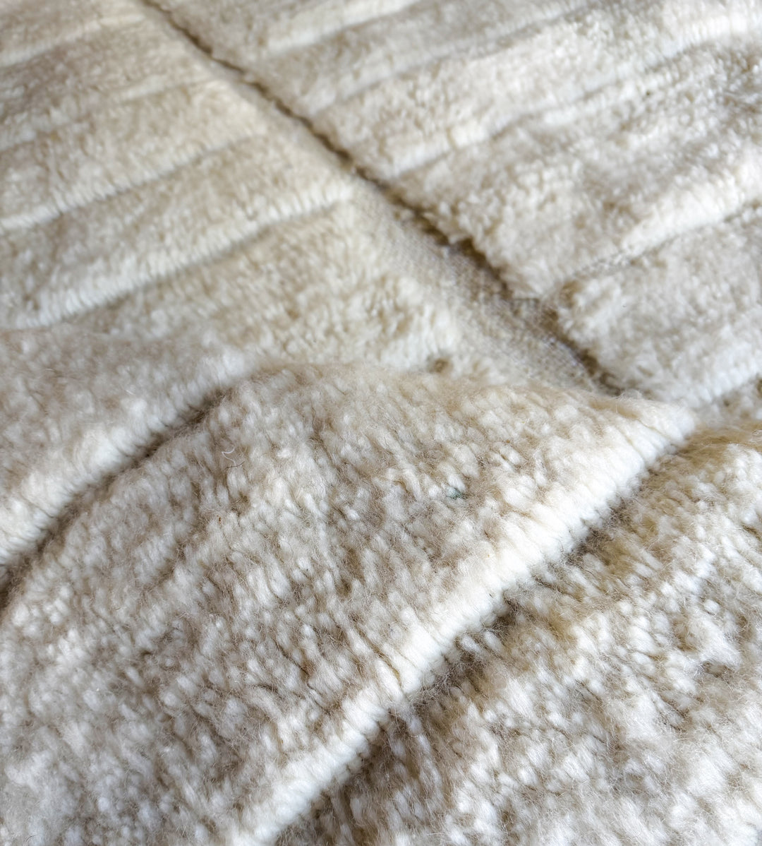 Authentic Custom Beni Ourain Rug | Tonal Ivory Textured Grid
