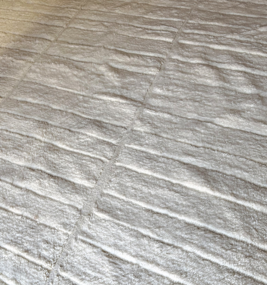 Authentic Custom Beni Ourain Rug | Tonal Ivory Textured Grid