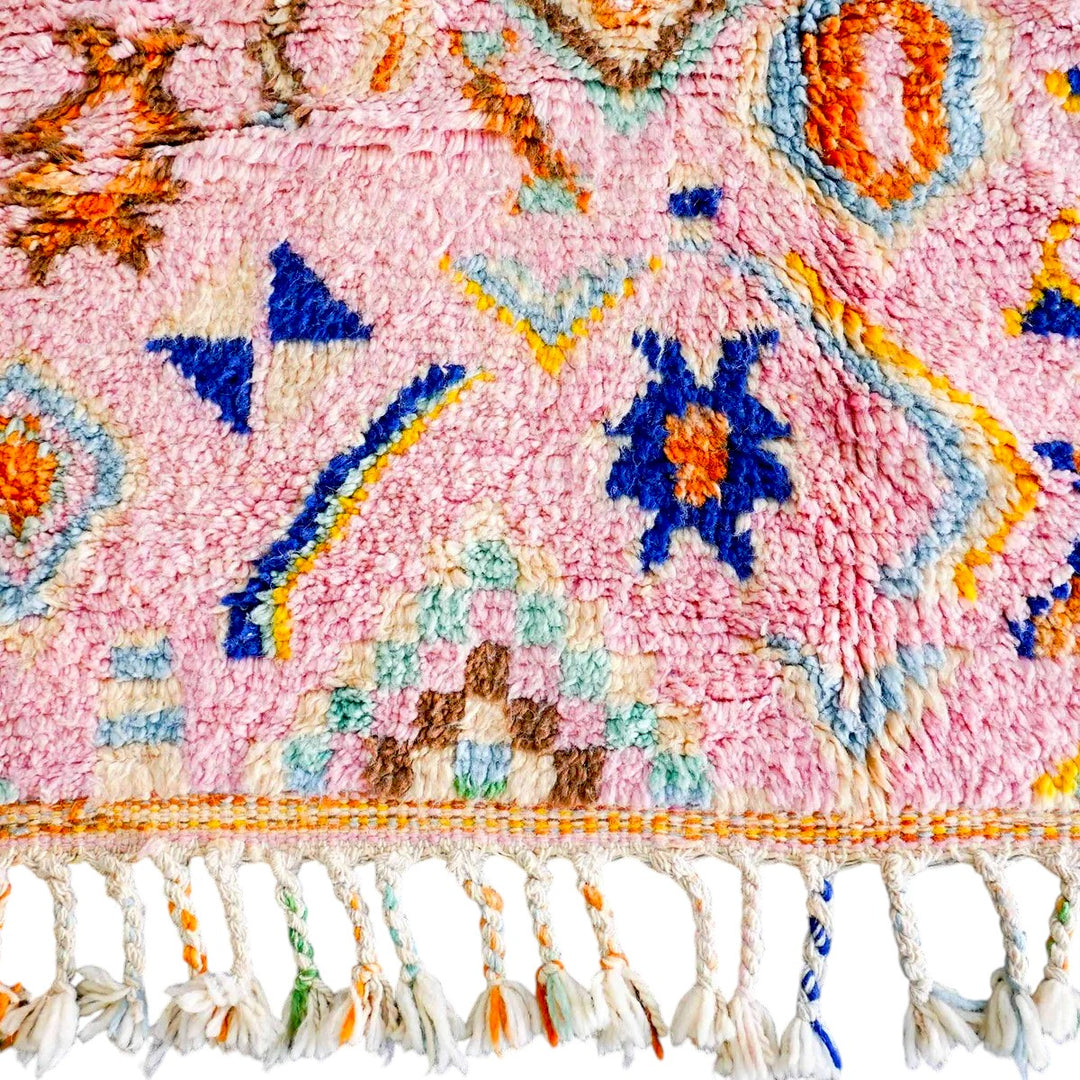 Custom Beni Ourain Rug – Tropical Bloom Vibrant Orange &amp; Pink