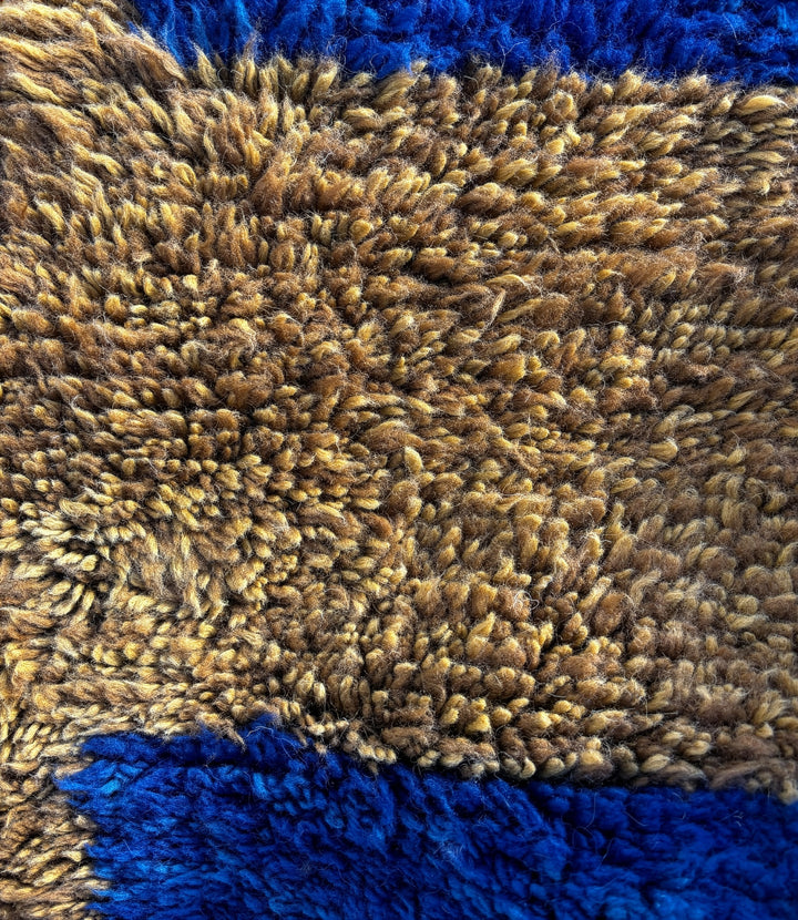 Custom Beni Ourain Rug | Vibrant Blue Geometric Maze