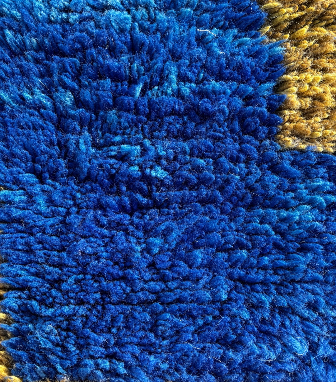 Custom Beni Ourain Rug | Vibrant Blue Geometric Maze