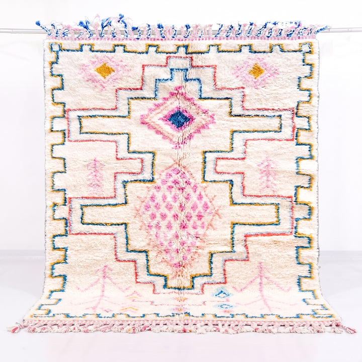 Authentic Custom Beni Ourain Rug | Vibrant Boho Azilal Geometric