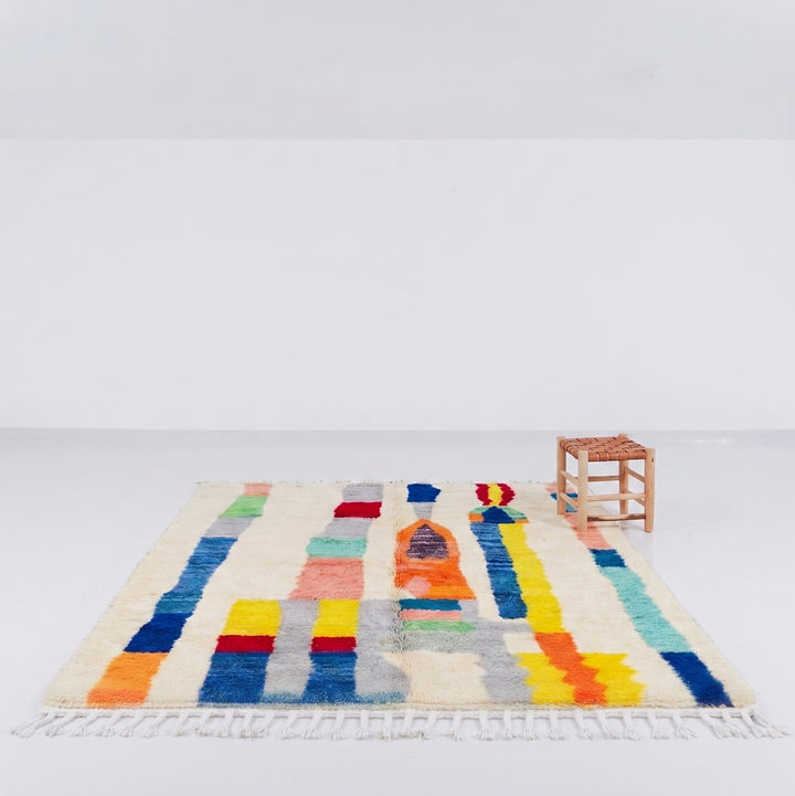 Custom Beni Ourain Rug | Vibrant Geometric Pillars Handwoven Berber